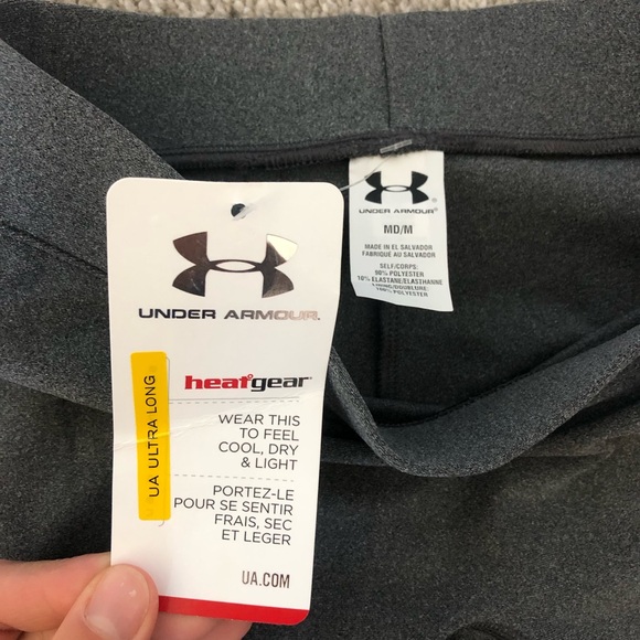 New with tags medium gray compression Under Armour biker shorts - Picture 3 of 3